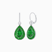 Pear-Shaped Halo Gemstone and Diamond Mounting Earrings - Shahin Jewelry